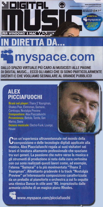 MySpace My Space Rivista Digital Music Magazine Alex Picciafuochi Samurai Facebook
